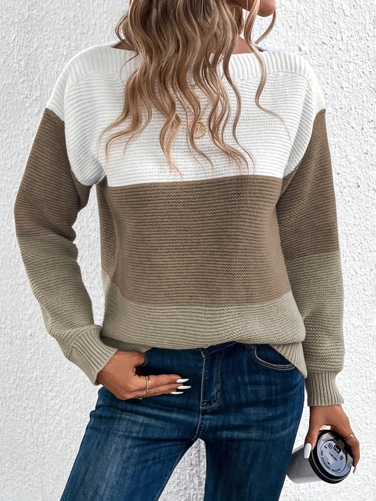 EB | Blockstreifen Strickpullover Weicher Komfort Lässiger Stil
