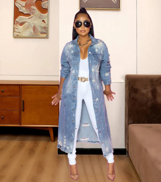 EB | Lange Jeansjacke für Damen