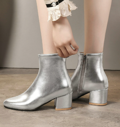 EB | Stilvolle Silberne Stiefeletten