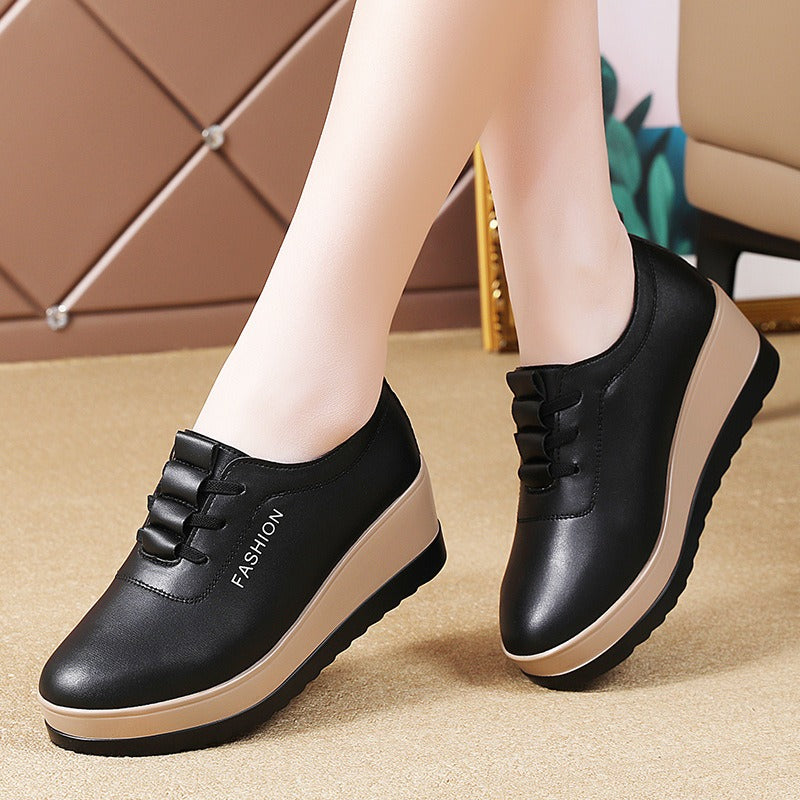 Rutschfeste und strapazierfähige Damen-Keilschuhe aus Leder EB EB