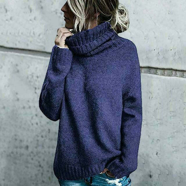 EB | Pullover - Damen Herbst Übergröße Strick Rollkragenpullover