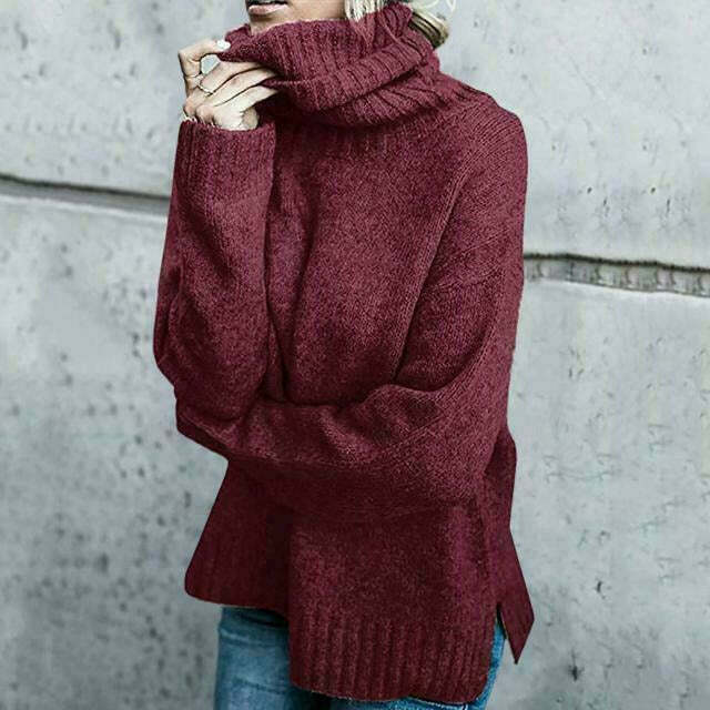 EB | Pullover - Damen Herbst Übergröße Strick Rollkragenpullover