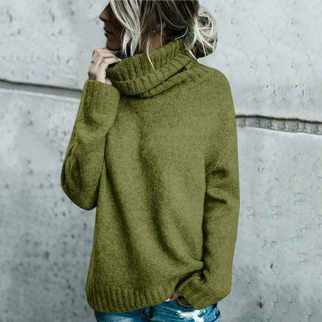 EB | Pullover - Damen Herbst Übergröße Strick Rollkragenpullover