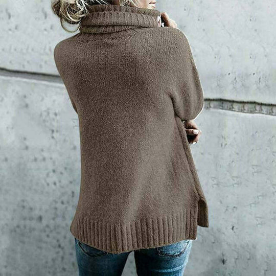 EB | Pullover - Damen Herbst Übergröße Strick Rollkragenpullover