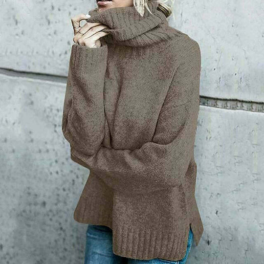 EB | Pullover - Damen Herbst Übergröße Strick Rollkragenpullover