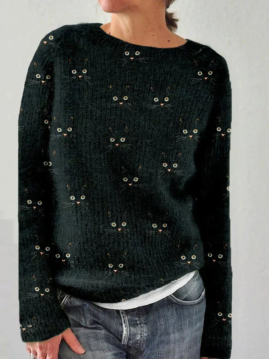 EB | Stilvolles Sweatshirt mit Katzenmuster
