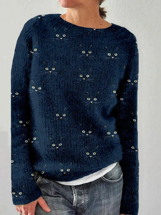 EB | Stilvolles Sweatshirt mit Katzenmuster