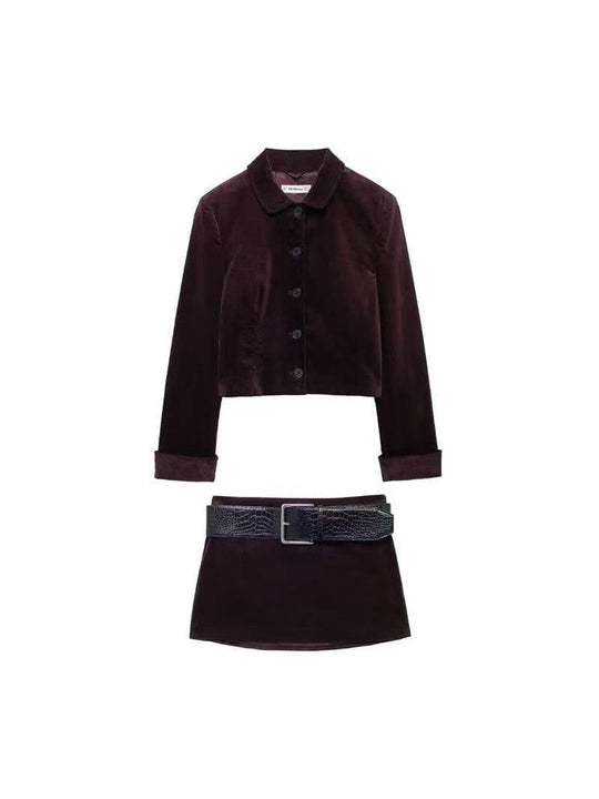 EB | Jacke & kurzes Rock mit Gürtel Koordinationsset