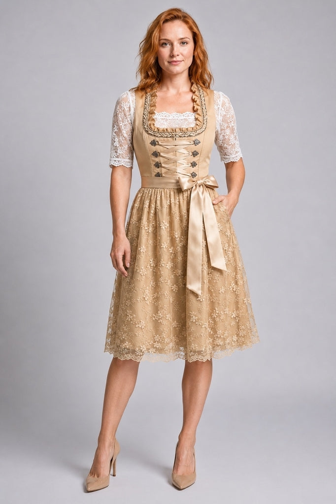 EB | Traditionelles Deutsches Dirndlkleid mit Schnürmieder und Spitzenbluse