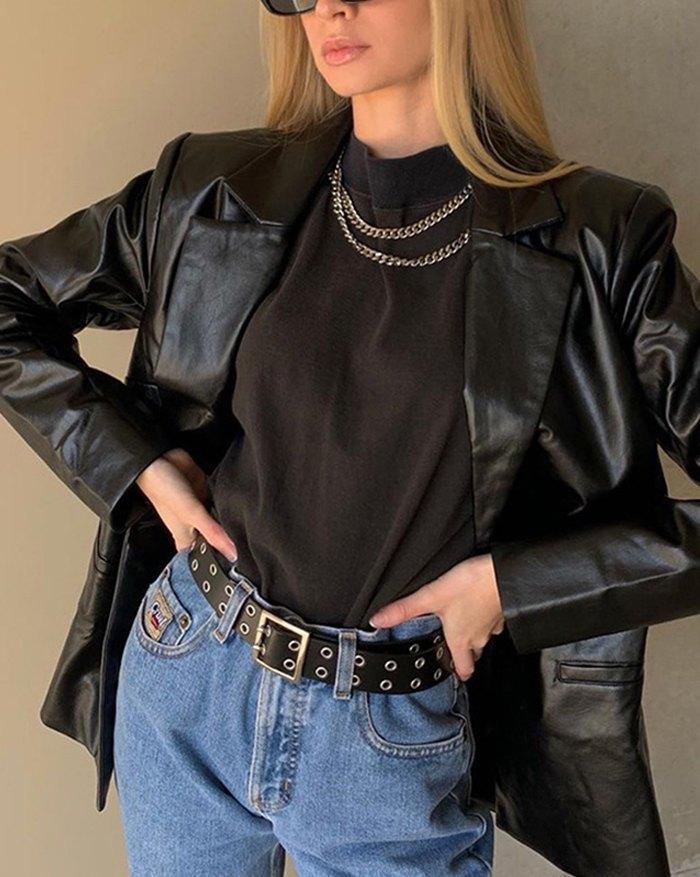 EB | MODACHIC Freizeitblazer aus PU-Leder