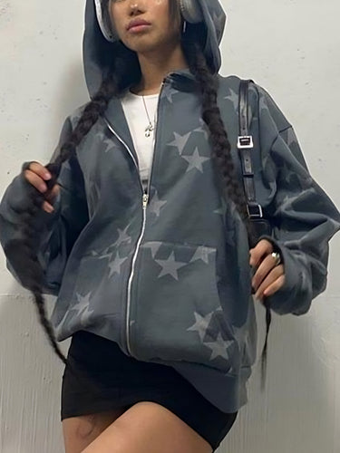 EB | Graue Stern-Hoodie mit Reißverschluss