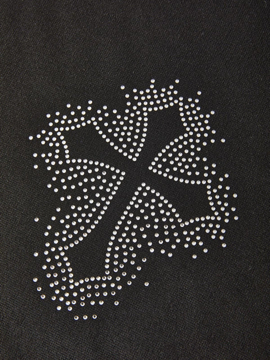 EB | Hoodie mit Reißverschluss Und Strass-Kreuzmuster