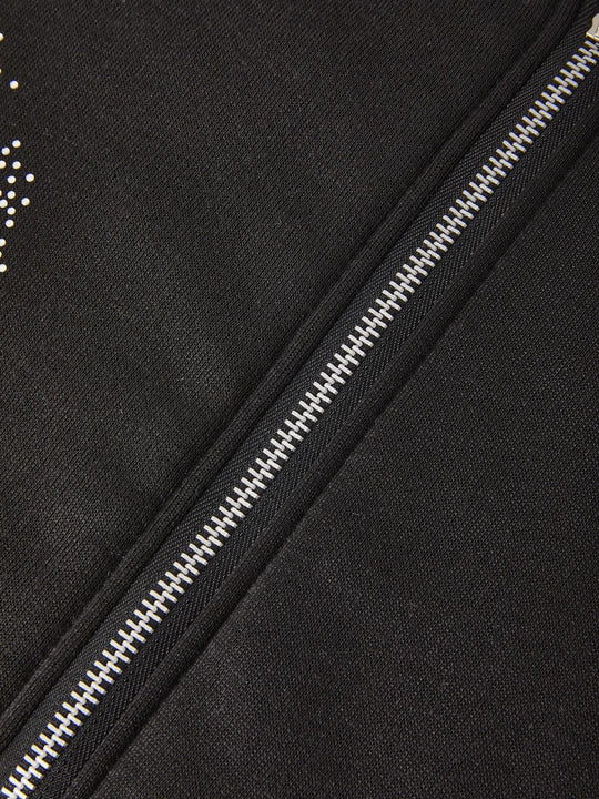 EB | Hoodie mit Reißverschluss Und Strass-Kreuzmuster