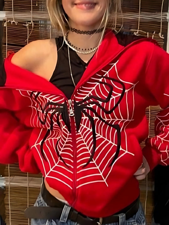 EB | Hoodie mit Reißverschluss Und Spider-Logo