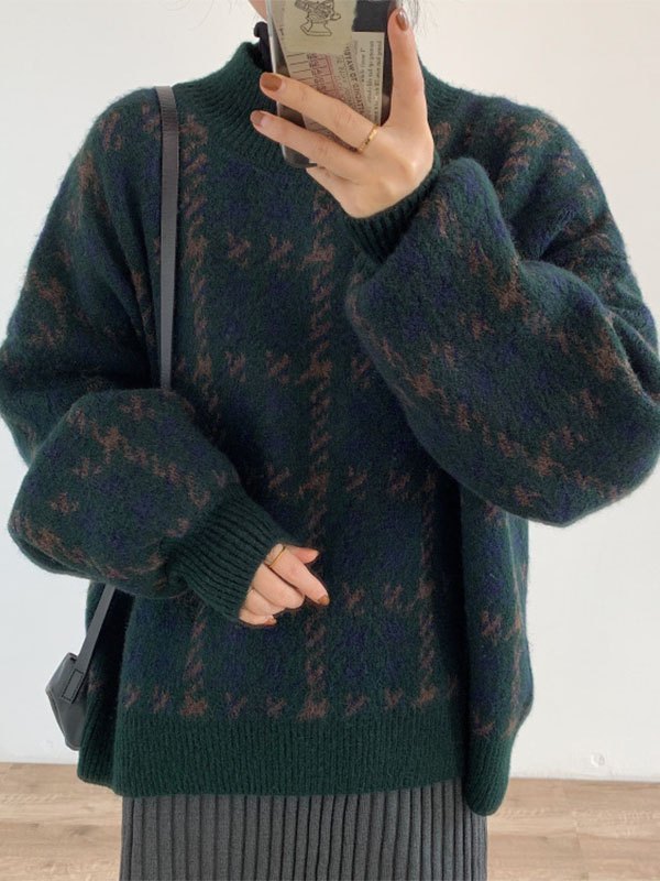 EB | Vintage Gestrickter Pullover mit Karomuster