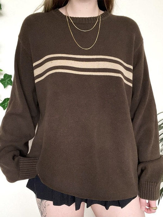 EB | Vintage Oversized Drei Gestreifte Pullover