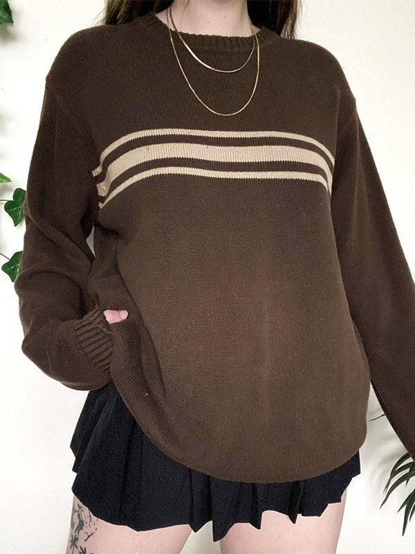 EB | Vintage Oversized Drei Gestreifte Pullover