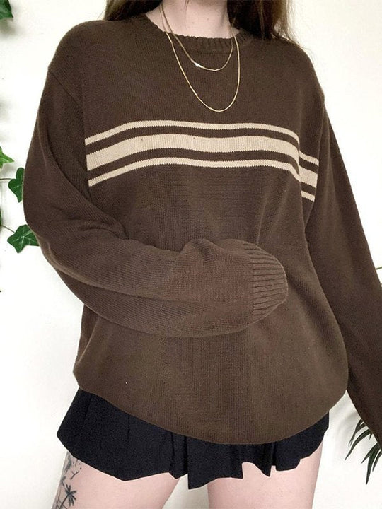 EB | Vintage Oversized Drei Gestreifte Pullover