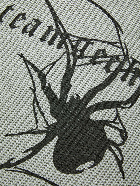 EB | Punk Geripptes Strickpullover mit Bedruckter Spinne