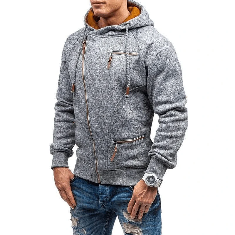 EB | Kapuzenpullover Fleece Reguläre Passform Asymmetrischer Reißverschluss Reißverschlusstaschen