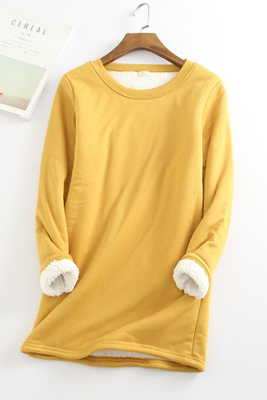 EB | Tunika Sweatshirt Lockere Passform Langarm Weicher Fleece Futter Komfort
