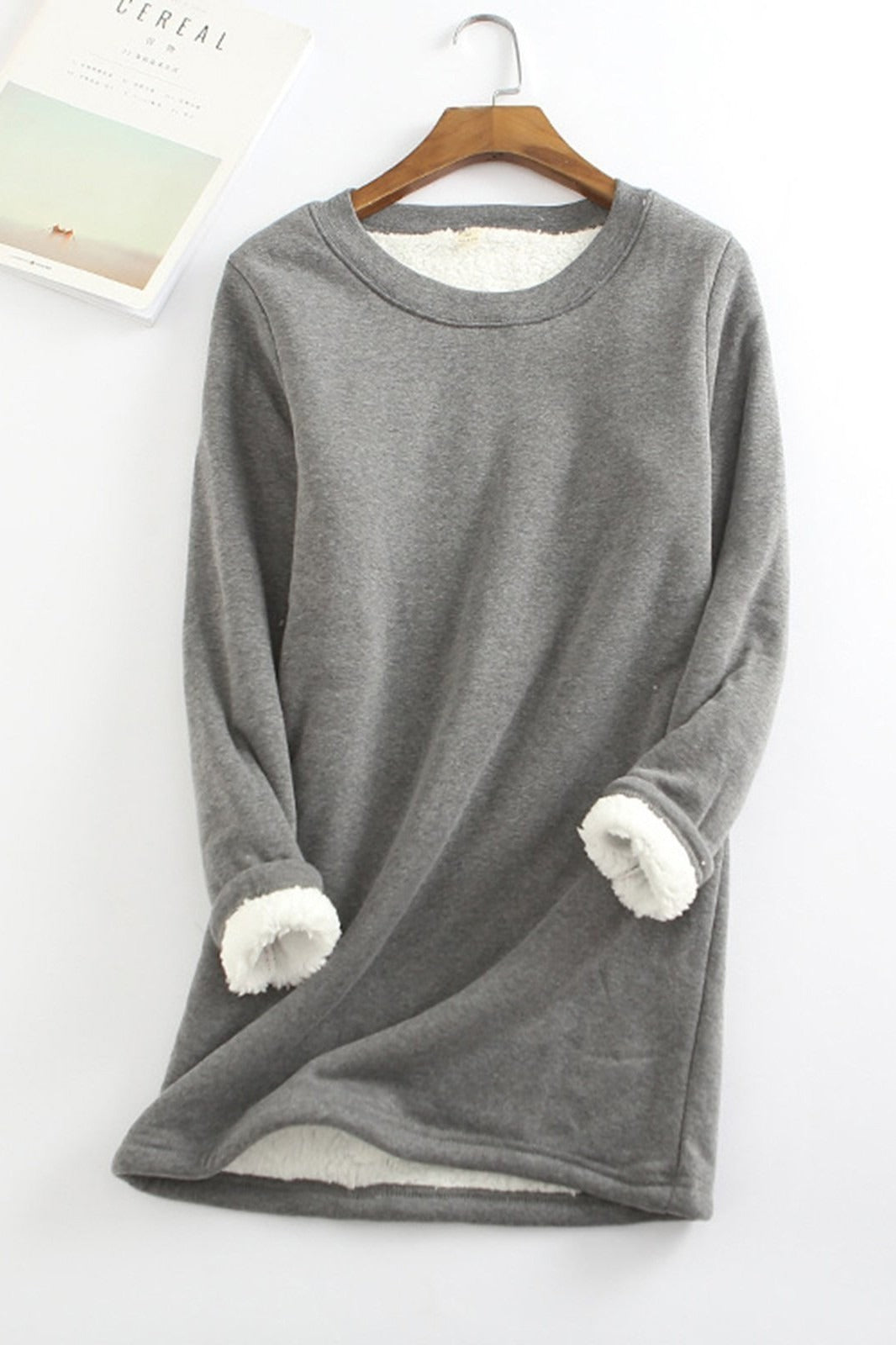 EB | Tunika Sweatshirt Lockere Passform Langarm Weicher Fleece Futter Komfort