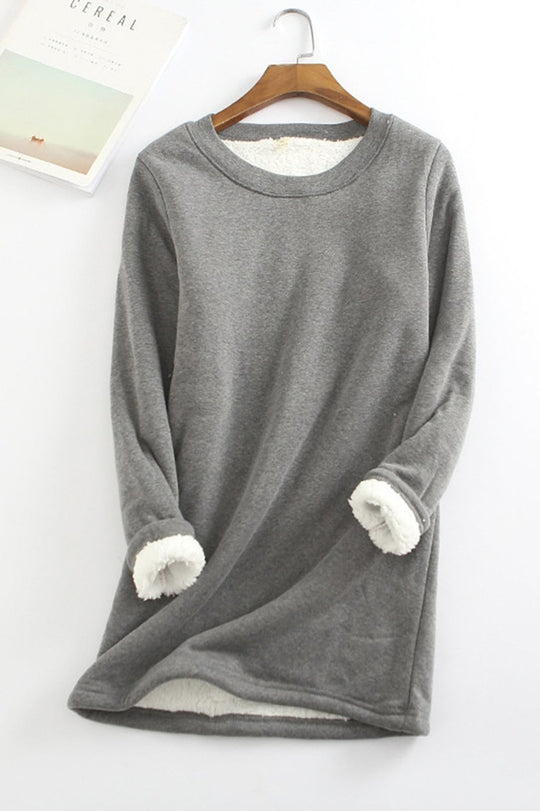 EB | Tunika Sweatshirt Lockere Passform Langarm Weicher Fleece Futter Komfort