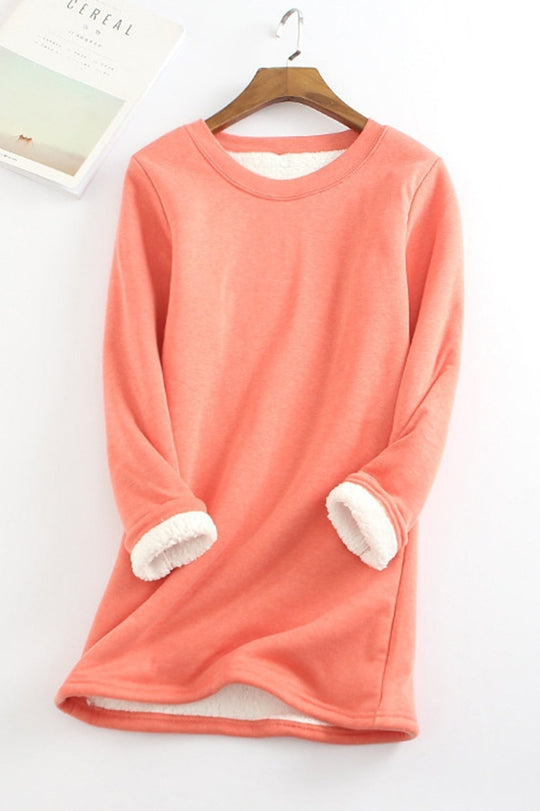 EB | Tunika Sweatshirt Lockere Passform Langarm Weicher Fleece Futter Komfort