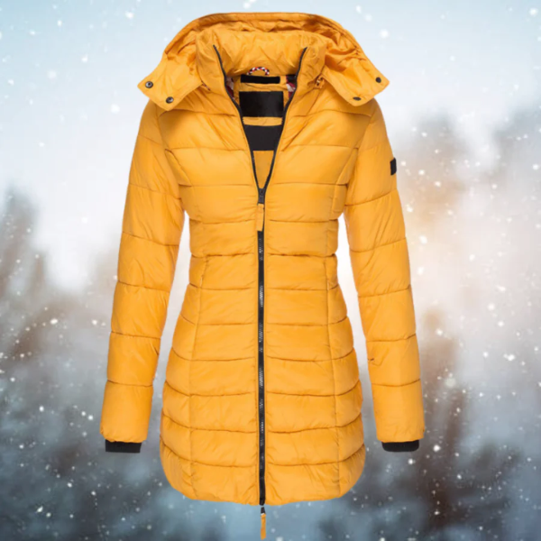 EB | Lange Pufferjacke – Fitted Steppdesign – Wasserabweisend – Abnehmbarer Kapuze