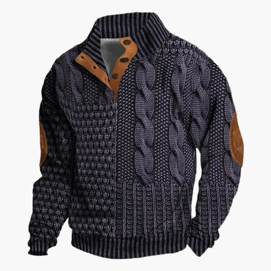 EB | Strickmuster Bomberjacke Im Vintage-Look - Modische Freizeitjacke mit Knopfleiste