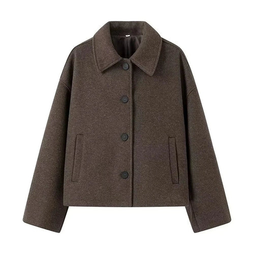 EB | Jacke aus Wollmischung, kastenförmige Passform, klassischer Kragen, Knopfverschluss