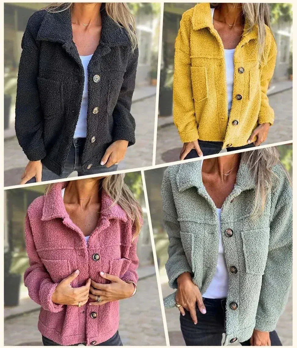 EB | Sherpa Button up Jacke Lässige Warme Außenbekleidung