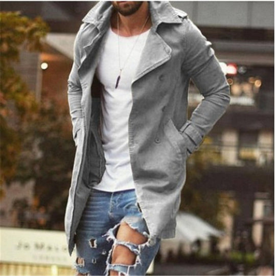 EB | Mantel Mittellang Slim Fit Baumwollmischung Doppelt Knopf Mit Revers