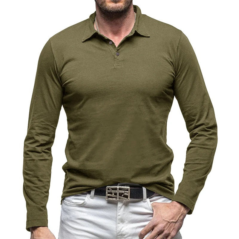 EB | Piqué Shirt Slim Fit Langarm Knopfverschluss Baumwolle Smart Lässig