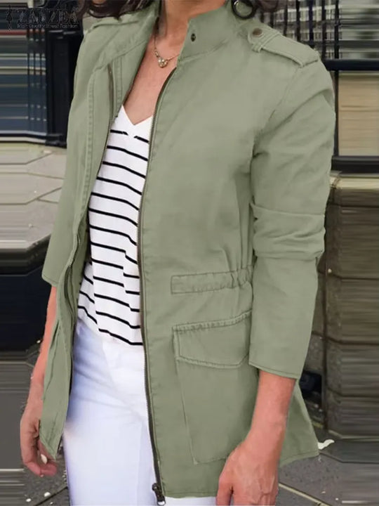 EB | Cargo-Jacke - Relaxed Fit - Baumwolle - Reißverschluss - Stehkragen - Klappentaschen