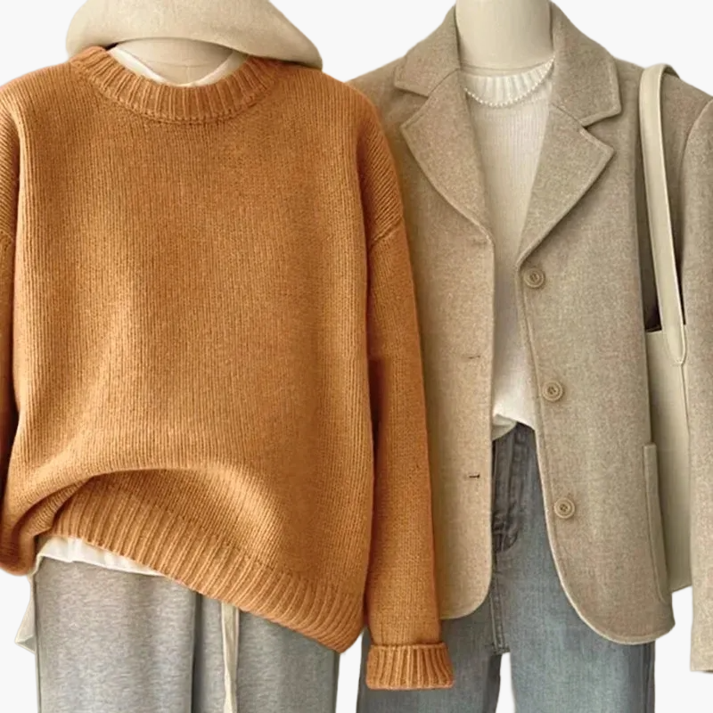 EB | Set Lässiger Retro Japanischer Stil - Strickpullover und Blazer für Alltag und Freizeit