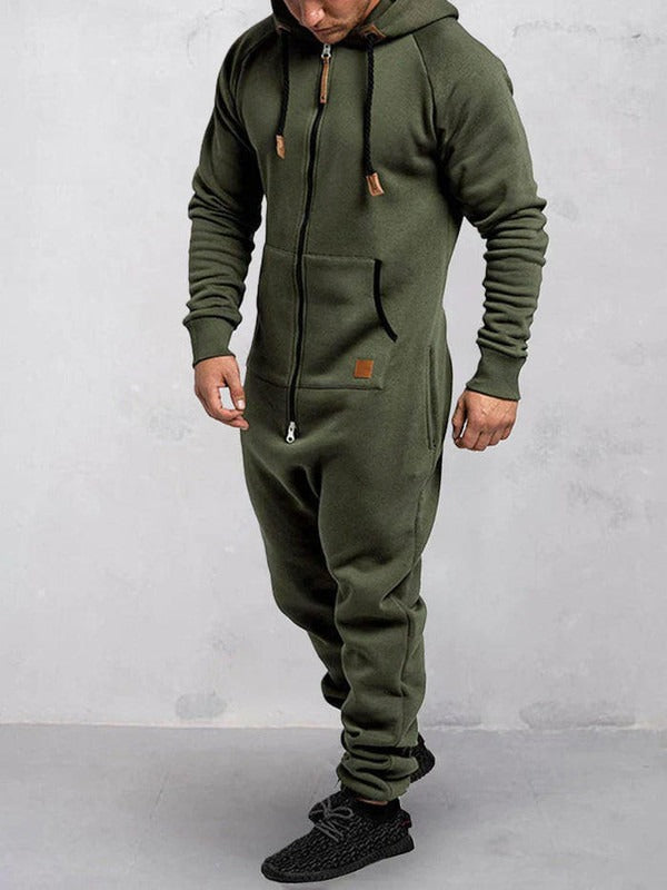 EB | Jumpsuit Fleece Komfort Lässige Passform Kapuze Voller Reißverschluss Taschen