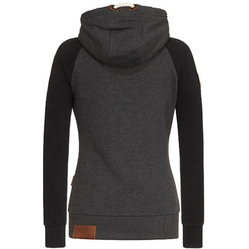 EB | Kapuzenpullover mit Reißverschluss Slim Fit Strickstoff Rippbündchen Tasche und Kordelzugkapuze