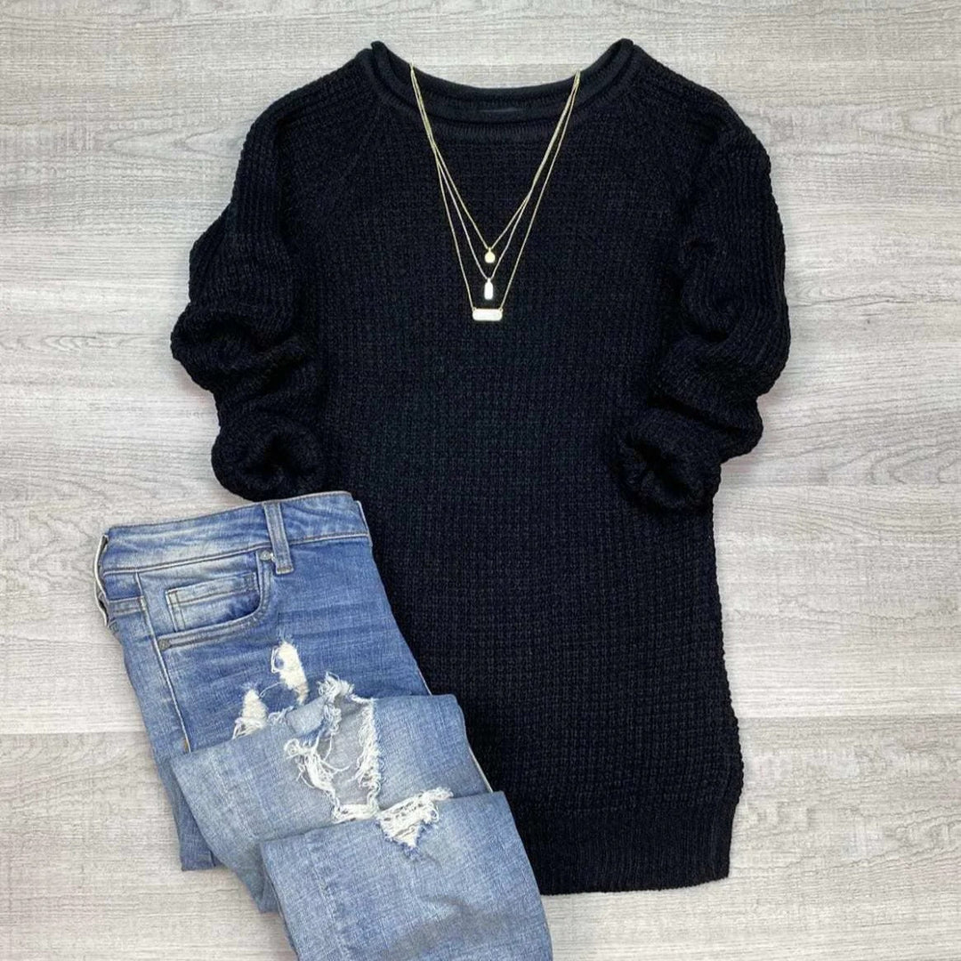 EB | Strickpullover Übergröße Passform Wolle Rollkragen Seitenschlitz Lässiger Stil