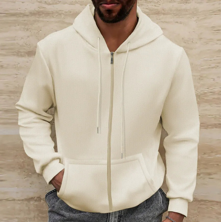 EB | Kapuzenpullover Waffelstruktur Regular Passform Reißverschluss Lässiger Stil