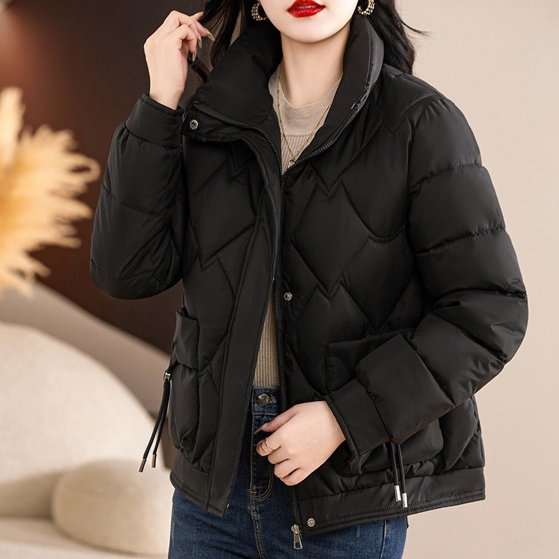 EB | Gepolsterten Jacke Gestepptes Design Lässige Passform Hoher Kragen Reißverschluss und Druckknopfschluss