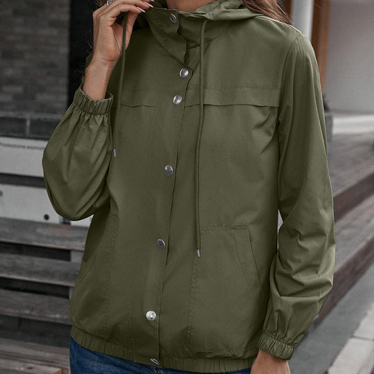 EB | Regenjacke Wasserdicht Winddicht Lockere Passform Kapuze und Taschen