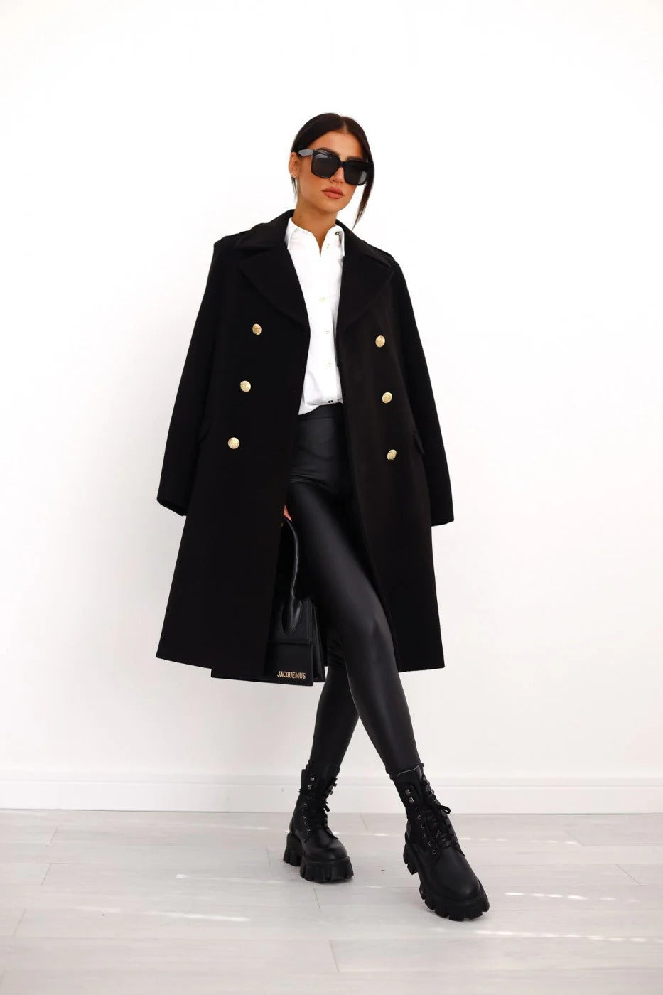 EB | Doppelreiher Langmantel Elegante Wollmischung Übergangsjacke