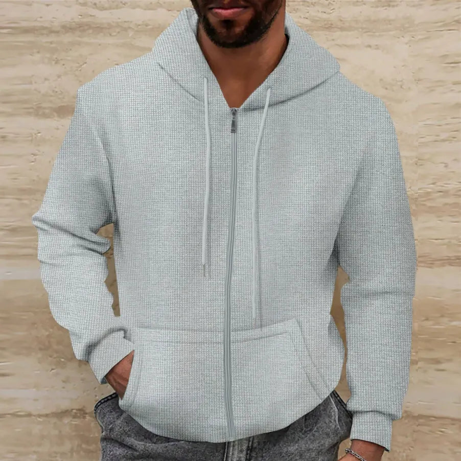 EB | Kapuzenpullover Waffelstruktur Regular Passform Reißverschluss Lässiger Stil