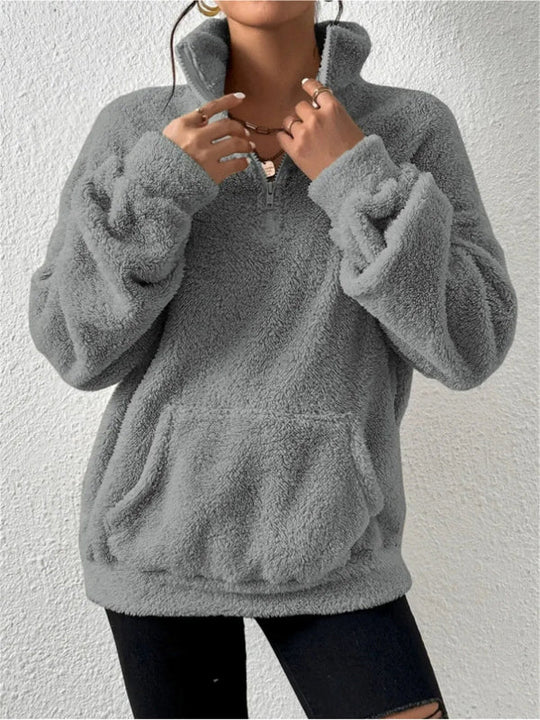 EB | Übergröße Damen Fleece Kapuzenpullover mit Kapuze