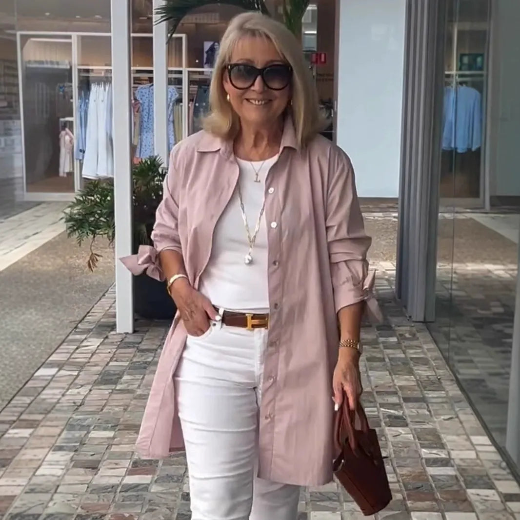 EB | Cardigan Baumwolle Relaxed Fit Langarm Knopf-Down Schichtstück