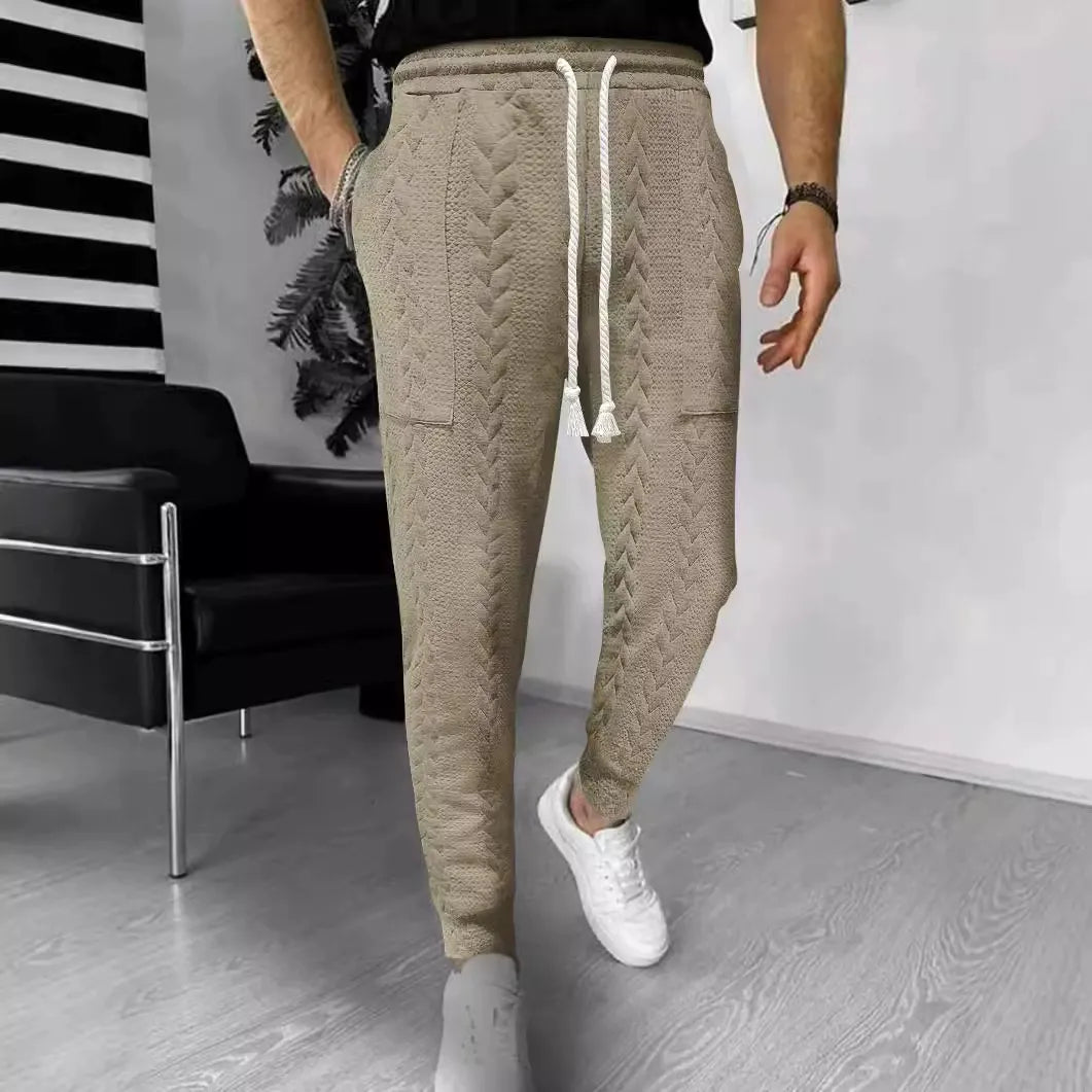 EB | Hose Jogger Jacquard Struktur Gerade Passform Kordelzug Umschlagbeine