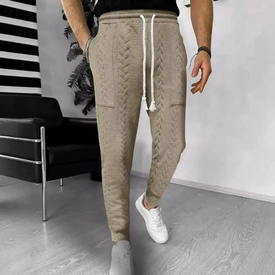 EB | Hose Jogger Jacquard Struktur Gerade Passform Kordelzug Umschlagbeine