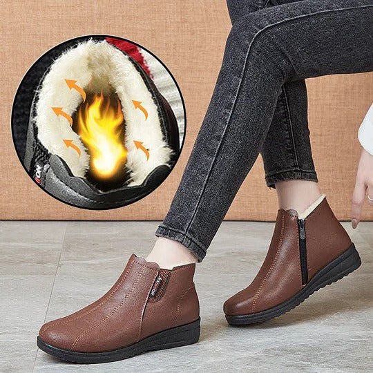 Modische Winterstiefel aus Leder mit Weicher Sohle EB EB