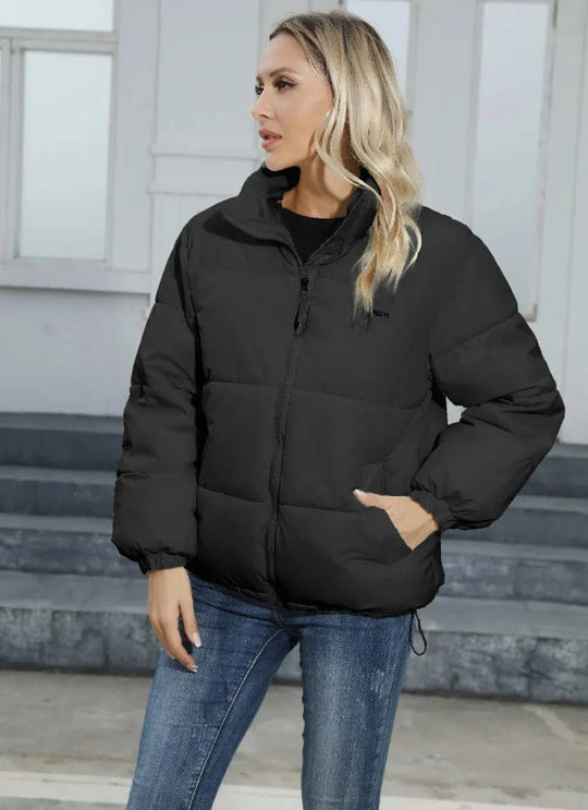 EB | Jacke – Lässiger Schnitt – Stehkragen – Reißverschluss Vorne – Elastische Bündchen – Hüftlänge